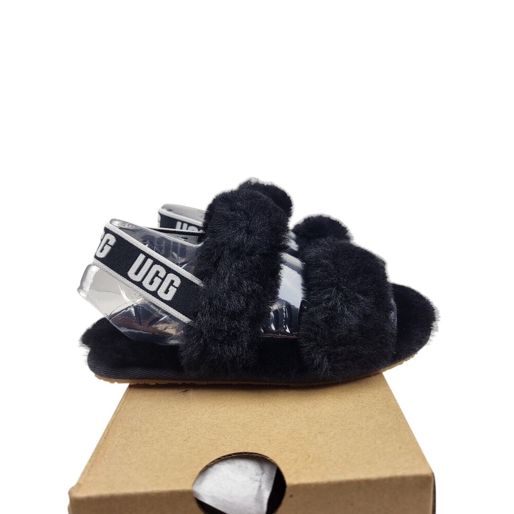 Ugg Oh-Yeah Girls TD Black Slides 1116636T Size 10 NWT NIB Toddlers